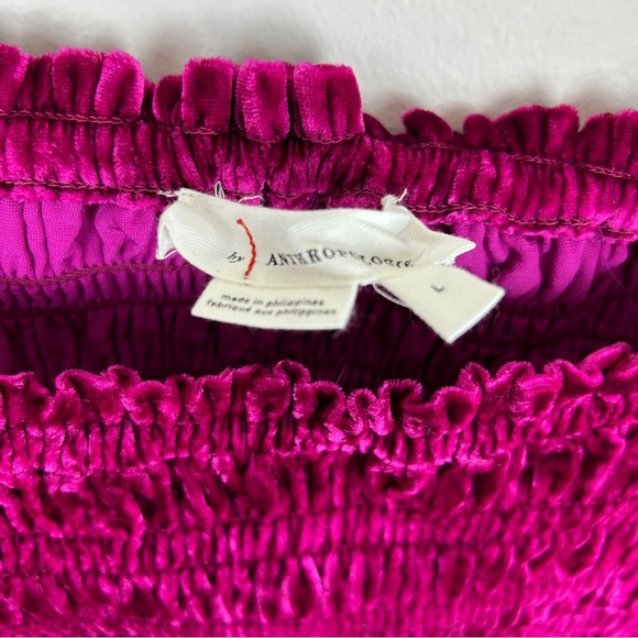 Anthropologie Smocked Puff Sleeve Square Neck Velvet Top - Picture 6 of 7